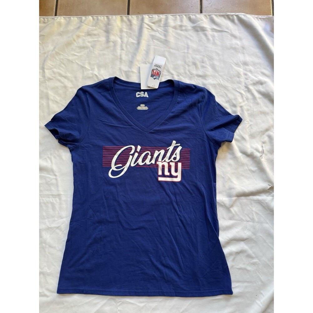 New York Giants Women's V-Neck Size Medium T-Short Blue